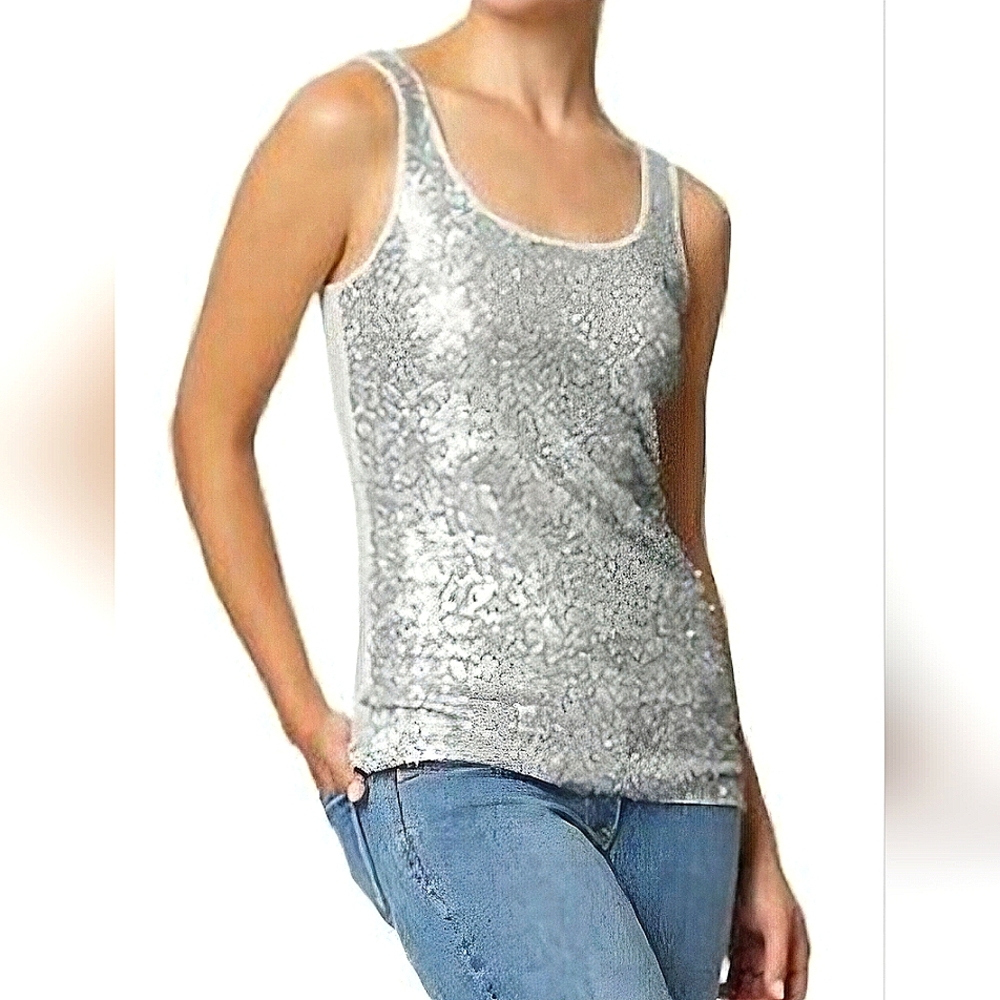 Metallic Sequin Scoop Neck Tank Disco Festival Gift NYE Party Summer Vacation